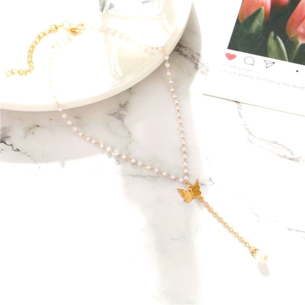 Butterfly Pearl Dangle necklace New in gift Box
